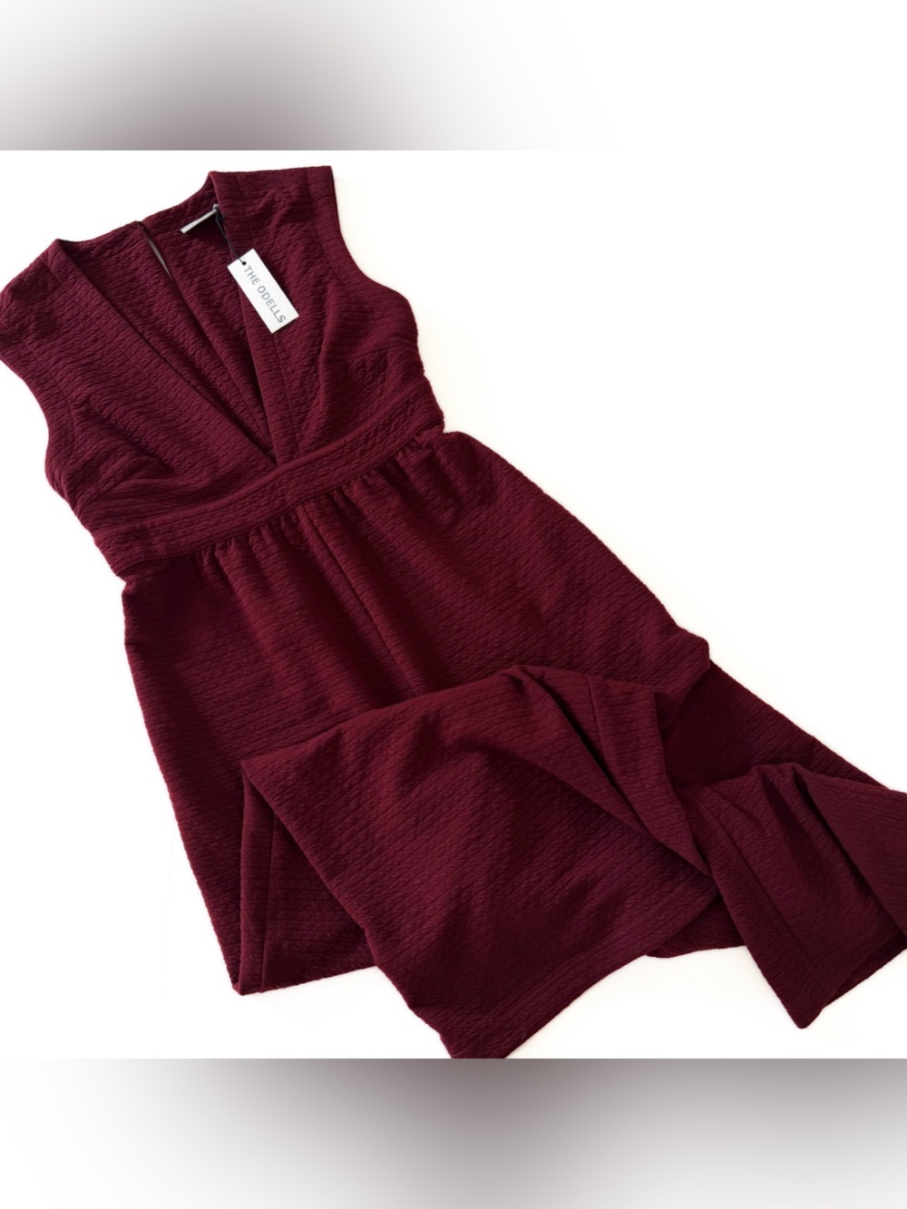 The Odells Paloma Jumpsuit Womens Small Maroon Deep V Wide Leg Boho New - Picture 2 of 8